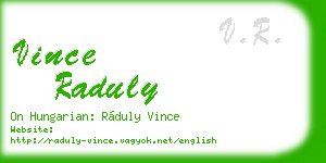 vince raduly business card
